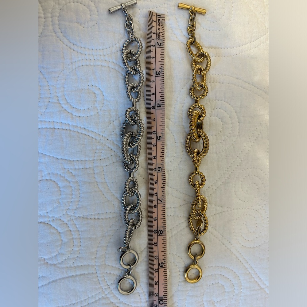 Gently Used 2 TALBOTS Metal Link Bracelets. Adjustable sizing with toggle clasp!